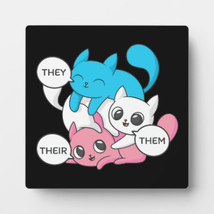 Trans Cats They Them Their Pronouns Transgender II Plaque