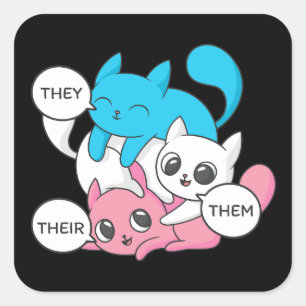 Trans Cats They Them Their Pronouns Transgender II Square Sticker