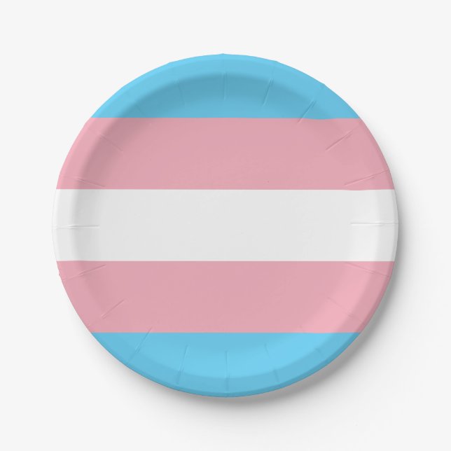 Trans Flag Paper Plate (Front)