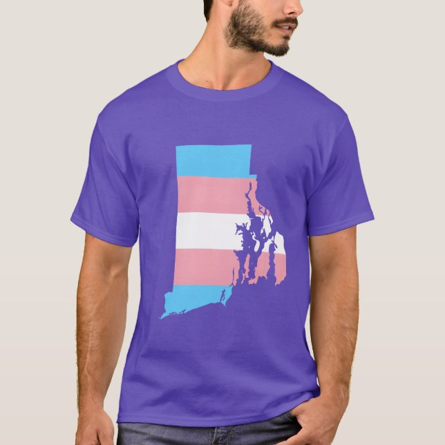 Trans Flag Rhode Island LGBT Pride Support gift T-Shirt (Front)