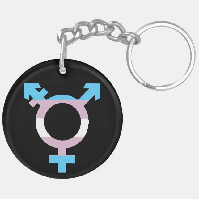 Trans Flag Symbol Key Ring (Back Left)