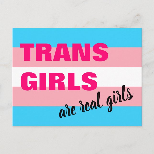Trans Girls Are Real Girls Transgender Flag Postcard (Front)
