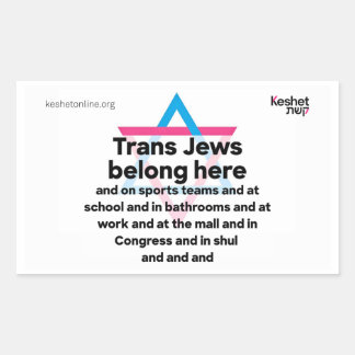 Trans Jews Belong Everywhere Rectangular Sticker