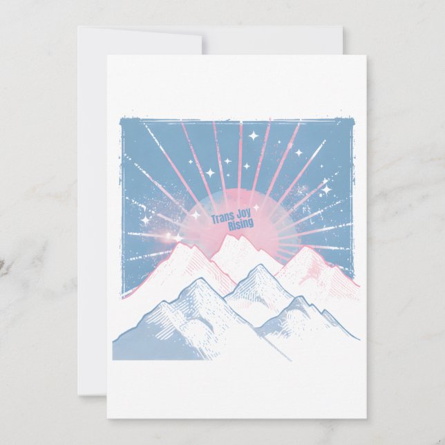 Trans Joy Rising – LGBTQ Mountain Camping Pride Invitation (Front)