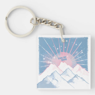 Trans Joy Rising – LGBTQ Mountain Camping Pride Key Ring