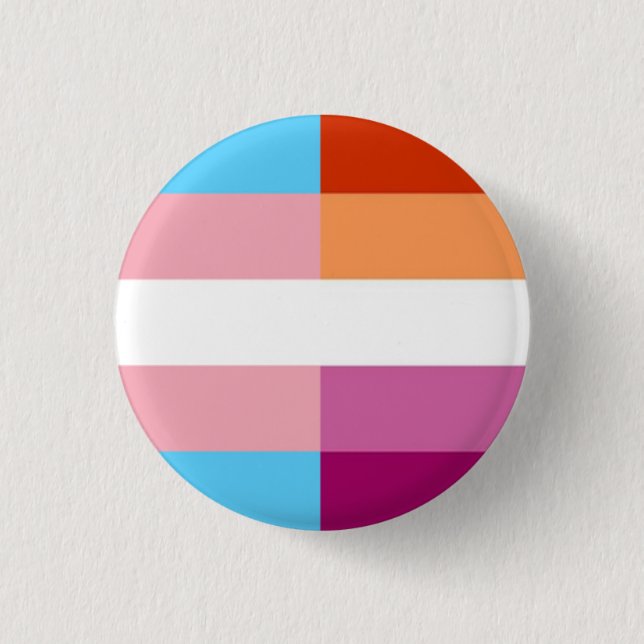 Trans Lesbian flag 50-50%  3 Cm Round Badge (Front)