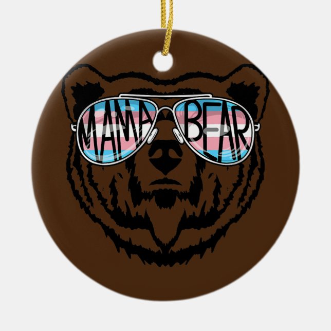 Trans Mama Bear Proud Mum Ally Transgender Ceramic Ornament (Front)