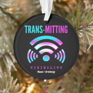 Trans-mitting Visibility Modern Glitch Transgender Ornament
