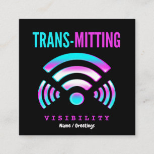 Trans-mitting Visibility Modern Glitch Transgender Square Business Card