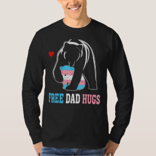 Trans Papa Bear Free Dad Hugs Rainbow Transgender  T-Shirt