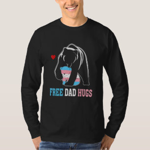 Trans Papa Bear Free Dad Hugs Rainbow Transgender T-Shirt