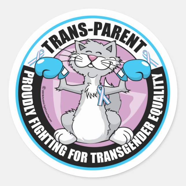 Trans-Parent Cat Fighter Classic Round Sticker (Front)