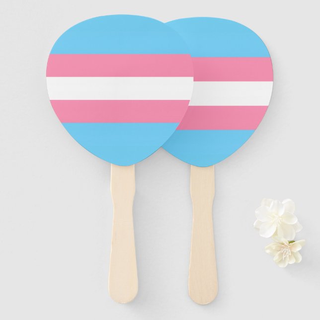 trans party decor hand fans (Front and Back)