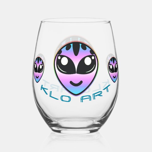 Trans Pride Alien Stemless Wine Glass (Front)