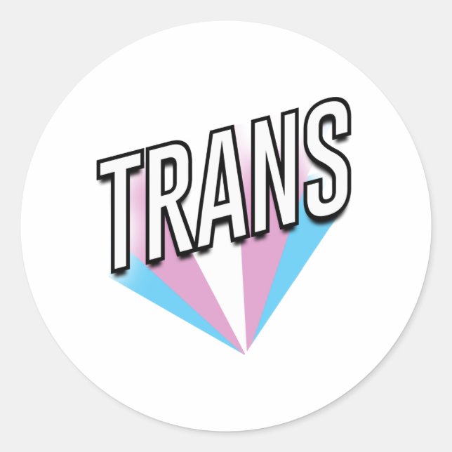 Trans Pride Burst Trans Classic Round Sticker (Front)