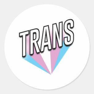 Trans Pride Burst Trans Classic Round Sticker