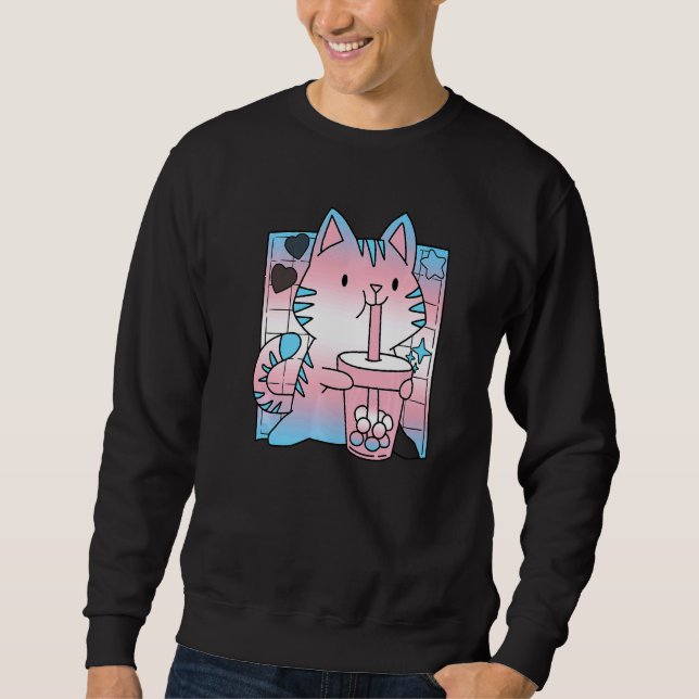 Trans Pride Cat  Cat Mum Lgbt Gay Lgbtq Pride Mont Sweatshirt (Front)