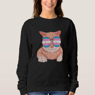 Trans Pride Cat Cool Sunglasses Transsexual Flag T Sweatshirt
