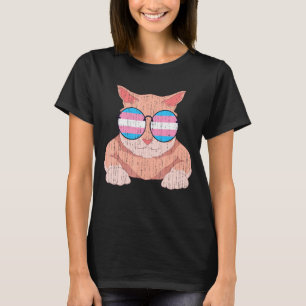 Trans Pride Cat Cool Sunglasses Transsexual Flag T T-Shirt