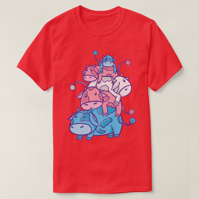 Trans Pride Cow Pile Transgender  T-Shirt (Design Front)