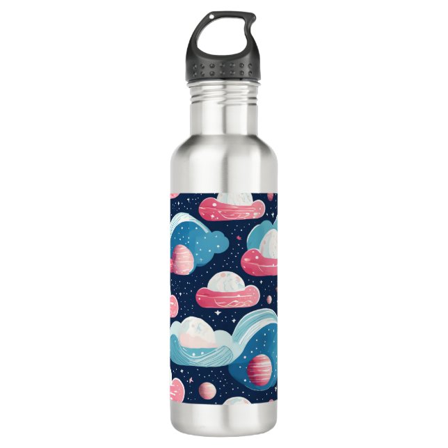 Trans Pride Cute Abstract Galaxy Planets 710 Ml Water Bottle (Front)