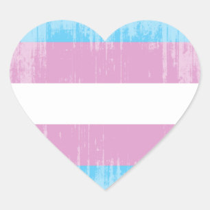 TRANS PRIDE DISTRESSED DESIGN HEART STICKER