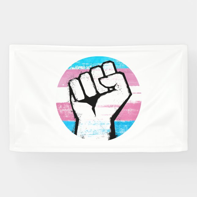 Trans Pride Fist Circle Print Banner (Horizontal)