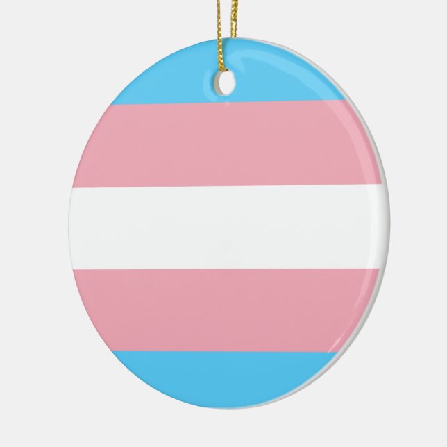 Trans Pride Flag Ceramic Ornament (Left)