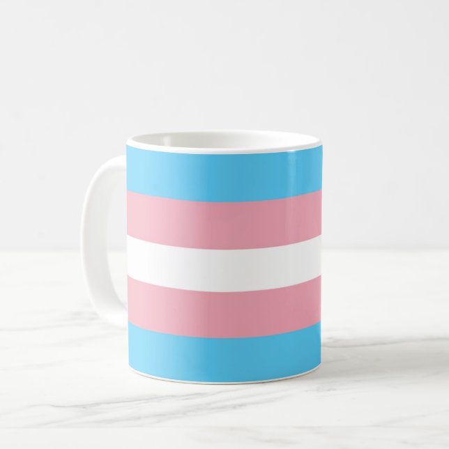 Trans Pride Flag Coffee Mug (Front Left)