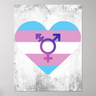 Trans Pride Flag Heart Poster