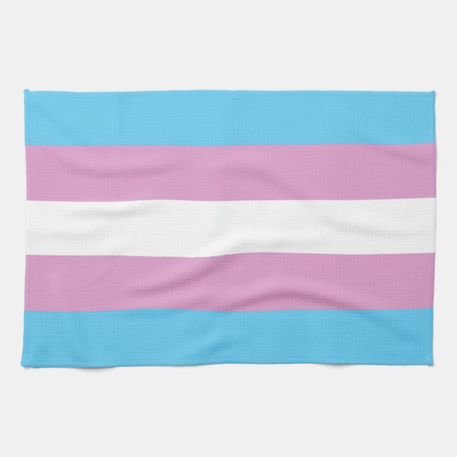Trans Pride Flag Tea Towel (Horizontal)