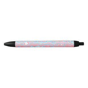Trans Pride Flag Trippy Boho Groovy Wavy Stripes Black Ink Pen