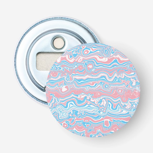 Trans Pride Flag Trippy Boho Groovy Wavy Stripes Bottle Opener (Front)