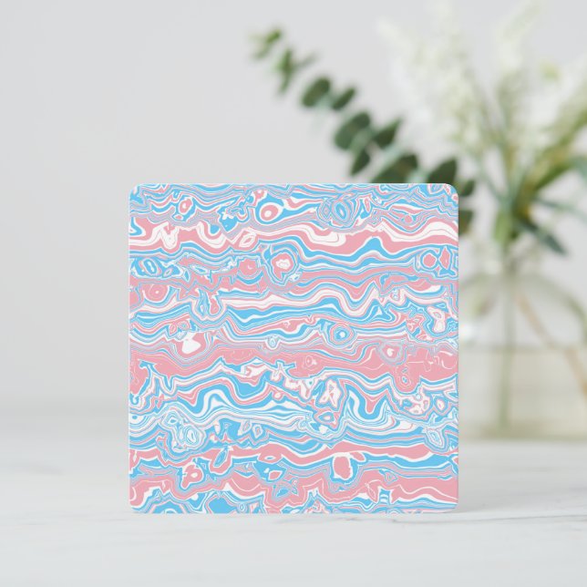 Trans Pride Flag Trippy Boho Groovy Wavy Stripes Holiday Card (Standing Front)