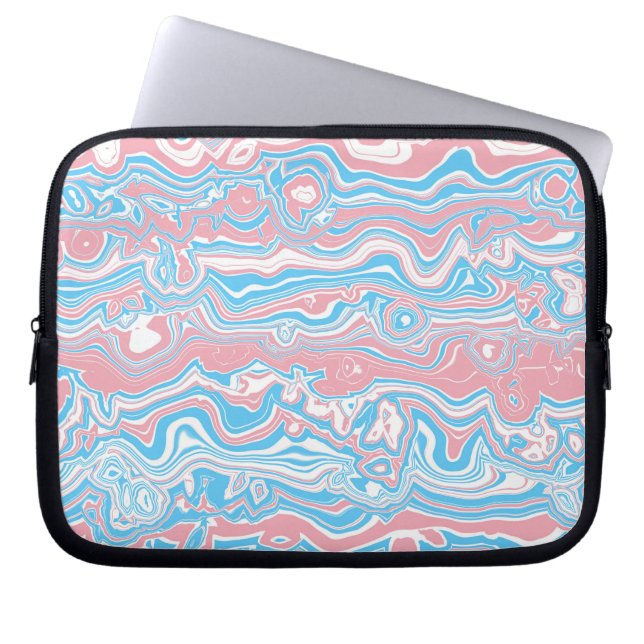 Trans Pride Flag Trippy Boho Groovy Wavy Stripes Laptop Sleeve (Front)