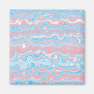 Trans Pride Flag Trippy Boho Groovy Wavy Stripes Magnet