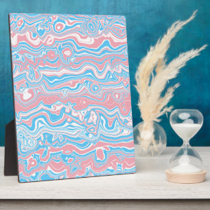 Trans Pride Flag Trippy Boho Groovy Wavy Stripes Plaque