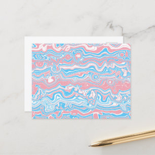Trans Pride Flag Trippy Boho Groovy Wavy Stripes Postcard