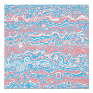 Trans Pride Flag Trippy Boho Groovy Wavy Stripes Poster