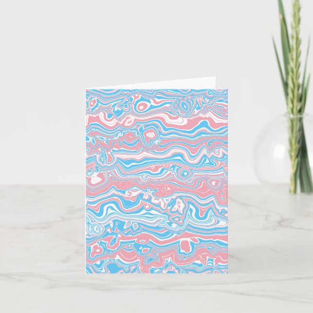 Trans Pride Flag Trippy Boho Groovy Wavy Stripes Thank You Card (Front)
