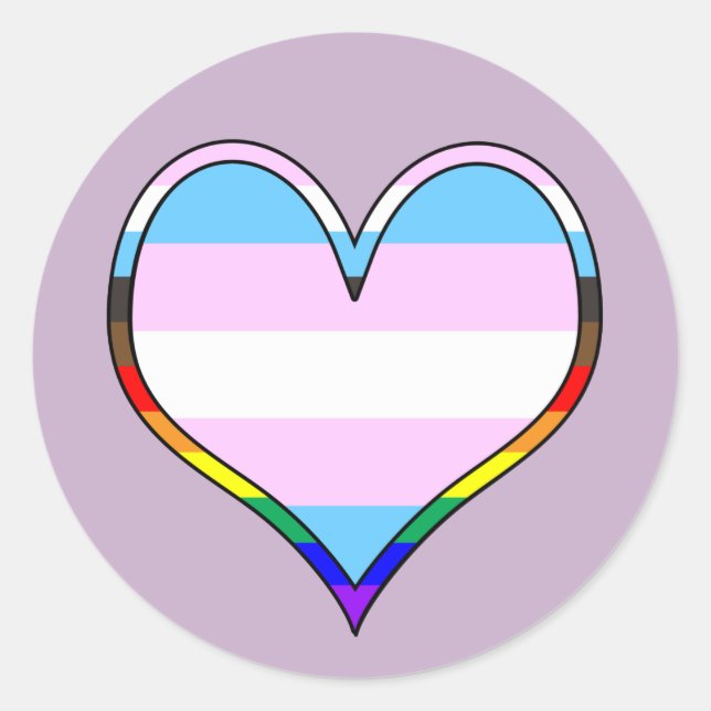Trans Pride Heart Classic Round Sticker (Front)