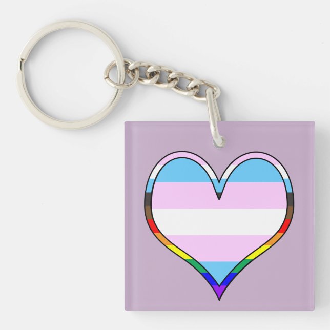 Trans Pride Heart Keychain (Front)