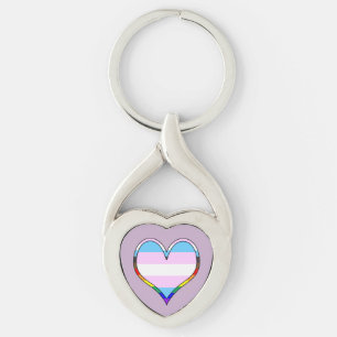 Trans Pride Heart Keychain