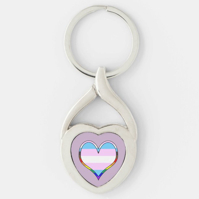 Trans Pride Heart Keychain (Front)
