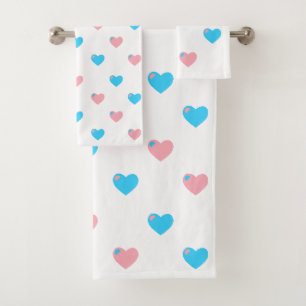 Trans Pride Hearts Bath Towels