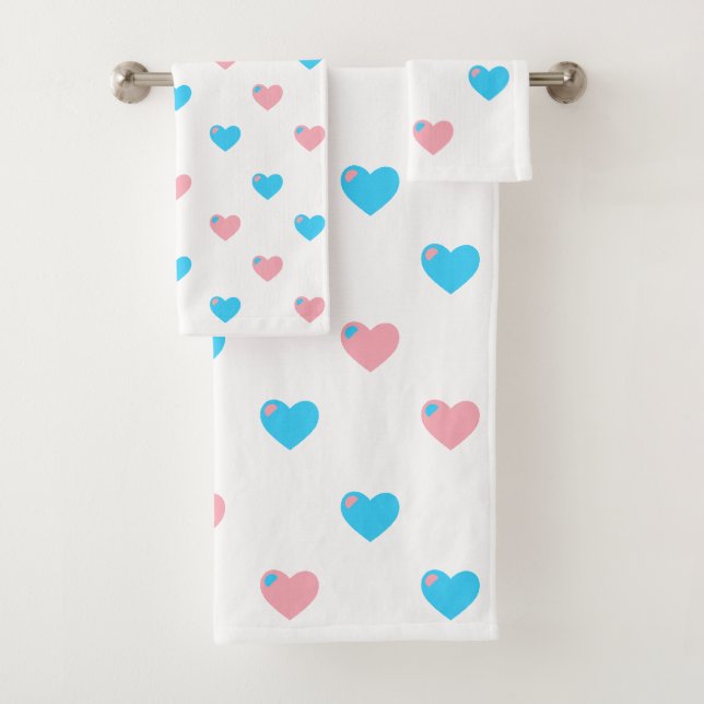 Trans Pride Hearts Bath Towels (Insitu)