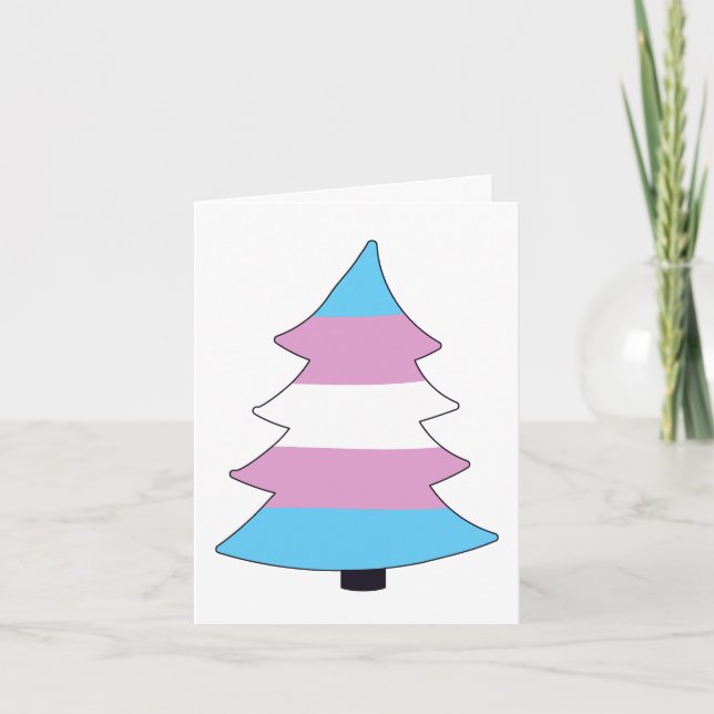 Trans Pride Holigay Tree Holiday Card (Front)