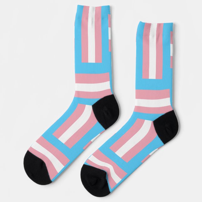 Trans Pride Inspired Crew Socks (Left)