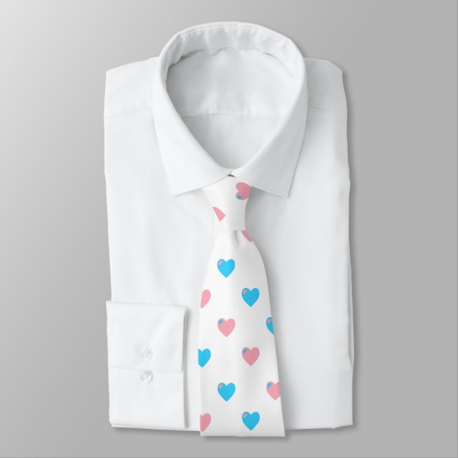 Trans Pride Large Hearts Tie (Tied)
