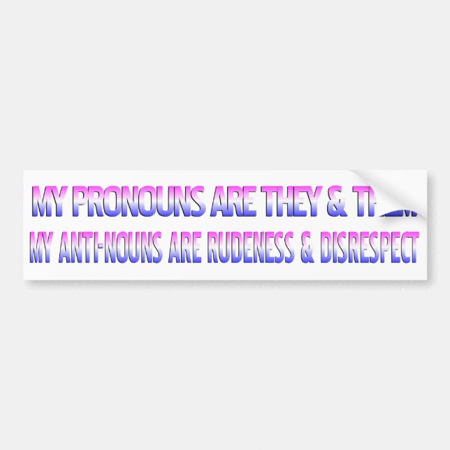 Trans Pride My Pronouns Are/My Anti-Nouns Are Bumper Sticker (Front)